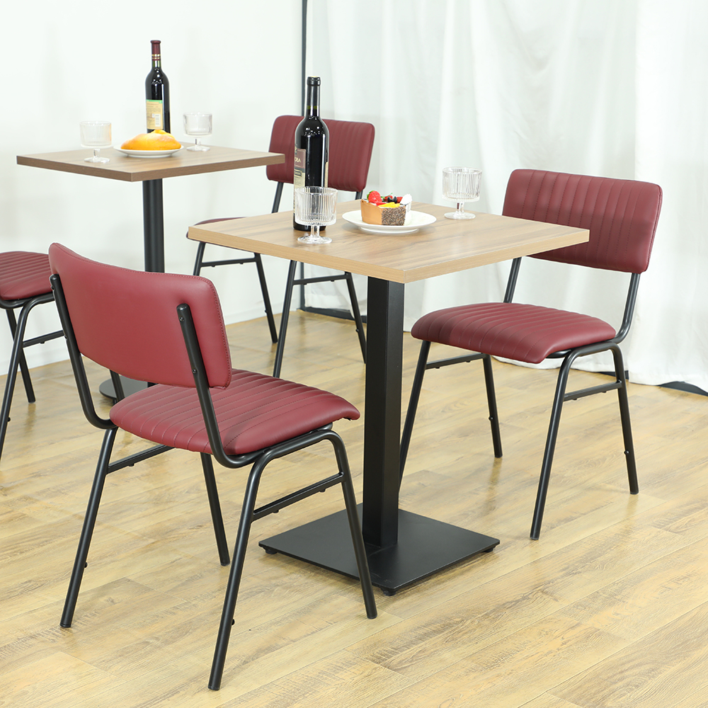 metal leather dining chair and table for fast food restaurant